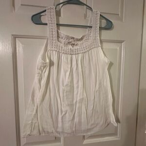 Old Navy White Smocked Sleeveless Tank Top